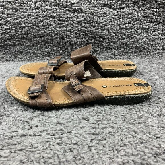 Merrell Whisper Women's 9 Brown Leather Slide Sandals with Buckles Boho J55580 - Picture 2 of 8